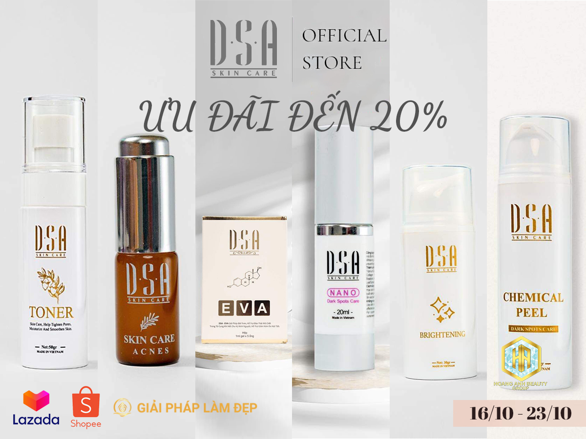 DSA Skincare giảm giá lên đến 20% toàn bộ sản phẩm chăm sóc da và sức khỏe